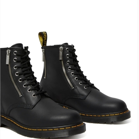 DR.MARTENS ZIP NAPPA 1460 BLACK Combat Moto boots, US Mens 4,US Women's 5 - Picture 2 of 12